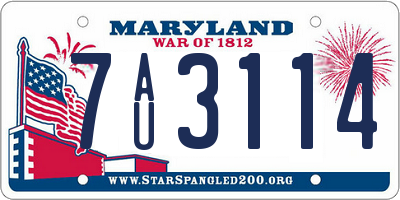 MD license plate 7AU3114