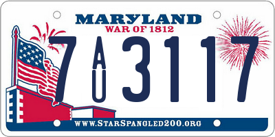 MD license plate 7AU3117