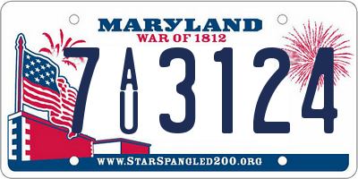 MD license plate 7AU3124