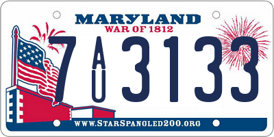 MD license plate 7AU3133