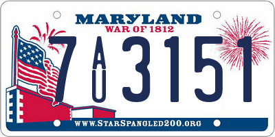 MD license plate 7AU3151