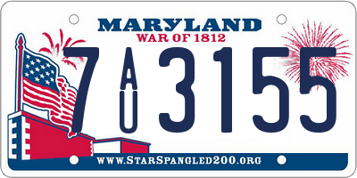 MD license plate 7AU3155