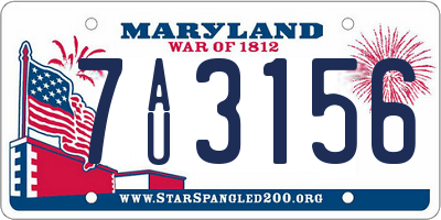 MD license plate 7AU3156