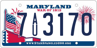 MD license plate 7AU3170