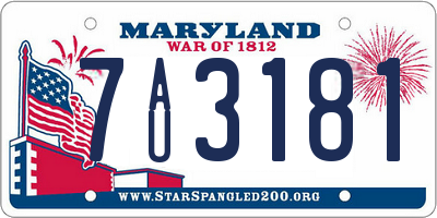 MD license plate 7AU3181