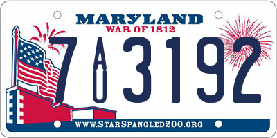 MD license plate 7AU3192