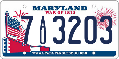MD license plate 7AU3203