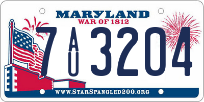 MD license plate 7AU3204