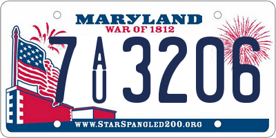 MD license plate 7AU3206