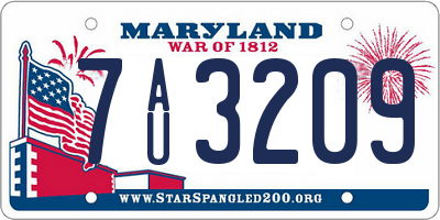 MD license plate 7AU3209