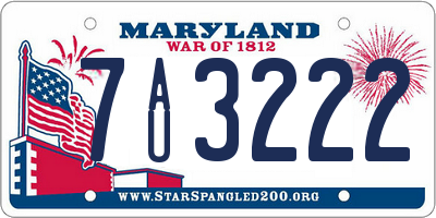 MD license plate 7AU3222
