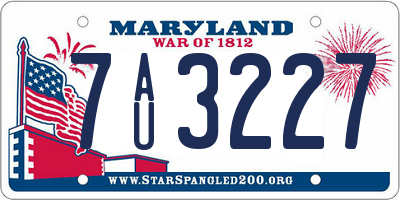 MD license plate 7AU3227