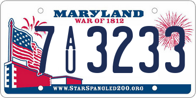 MD license plate 7AU3233