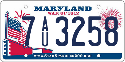 MD license plate 7AU3258
