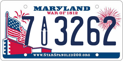 MD license plate 7AU3262