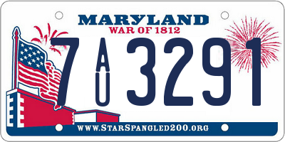 MD license plate 7AU3291