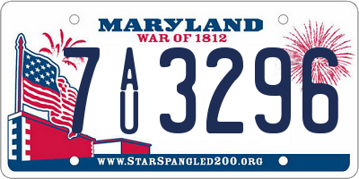 MD license plate 7AU3296