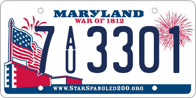 MD license plate 7AU3301