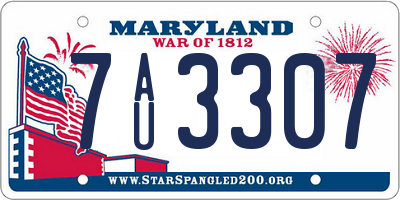 MD license plate 7AU3307