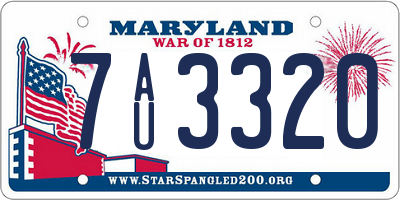 MD license plate 7AU3320