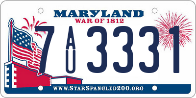 MD license plate 7AU3331