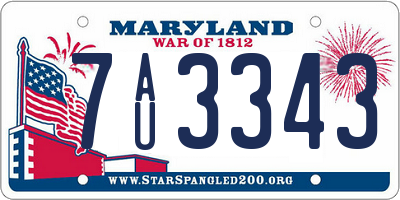 MD license plate 7AU3343