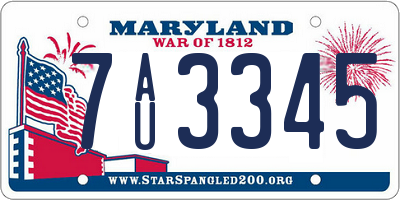 MD license plate 7AU3345