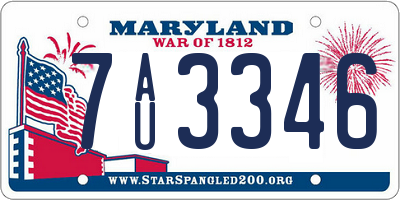 MD license plate 7AU3346