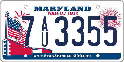 MD license plate 7AU3355