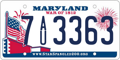 MD license plate 7AU3363