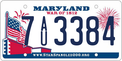 MD license plate 7AU3384