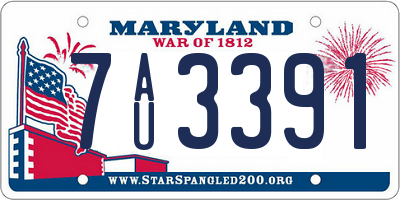 MD license plate 7AU3391