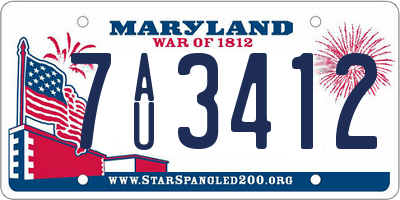 MD license plate 7AU3412