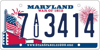 MD license plate 7AU3414