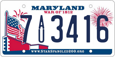 MD license plate 7AU3416