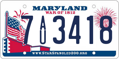 MD license plate 7AU3418