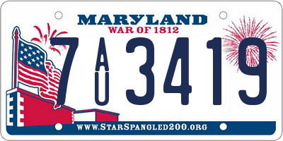 MD license plate 7AU3419