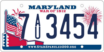 MD license plate 7AU3454