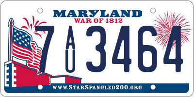 MD license plate 7AU3464