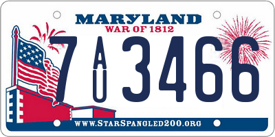 MD license plate 7AU3466