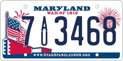 MD license plate 7AU3468