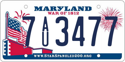 MD license plate 7AU3477