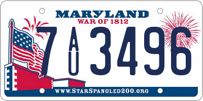 MD license plate 7AU3496