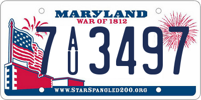 MD license plate 7AU3497