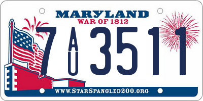 MD license plate 7AU3511