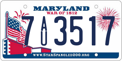 MD license plate 7AU3517