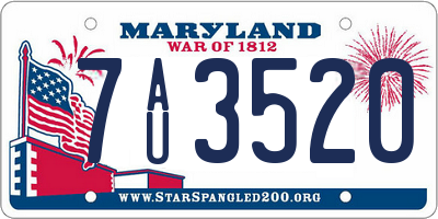 MD license plate 7AU3520