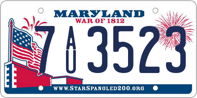 MD license plate 7AU3523