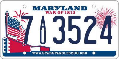 MD license plate 7AU3524