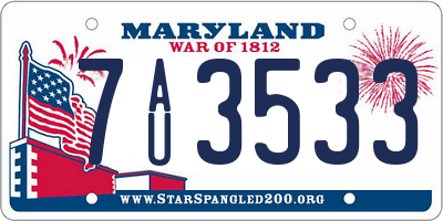 MD license plate 7AU3533